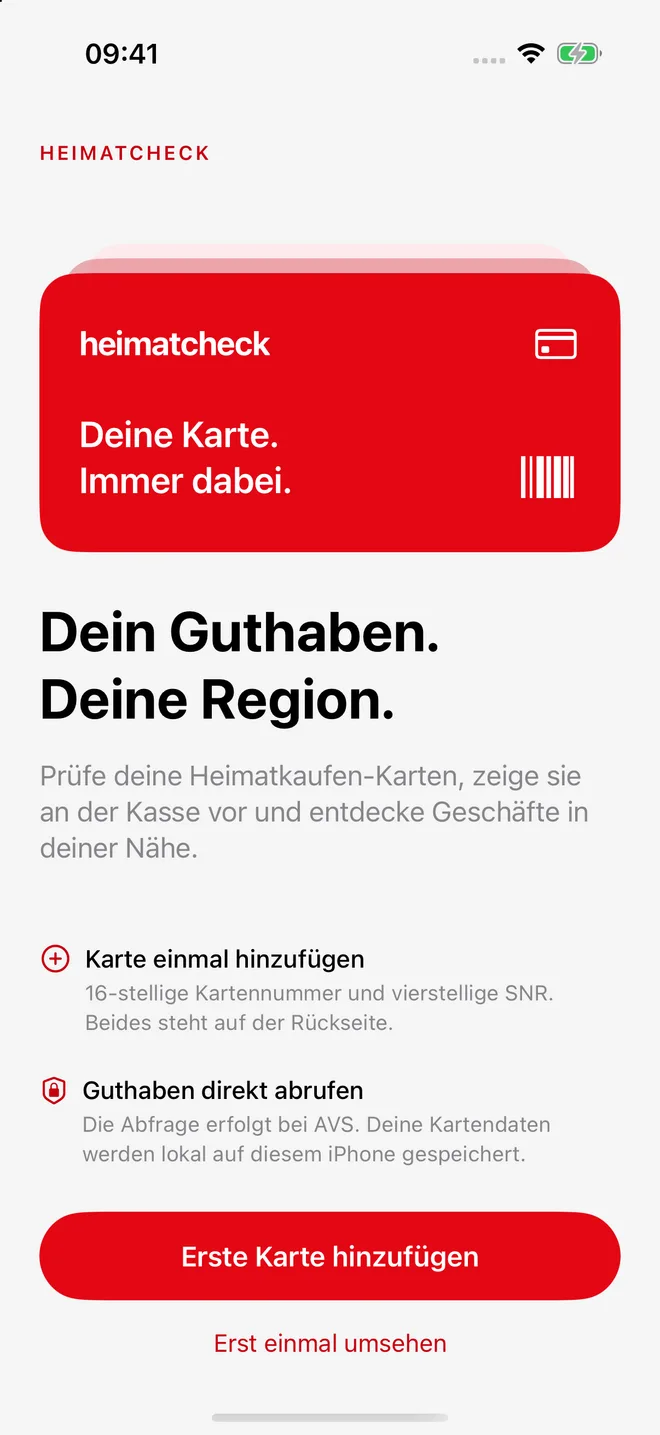 Einführung beim ersten Start der App
